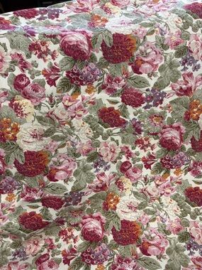 Chaps Floral Cotton Blend Tablecloths in Pink, Green & Cream